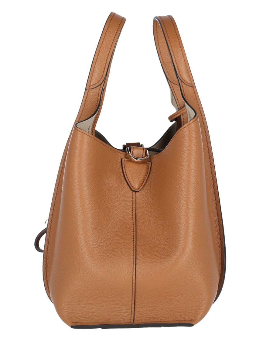 Tod's "T-Timeless" Mini Bag, In Brown Hammered Calfskin