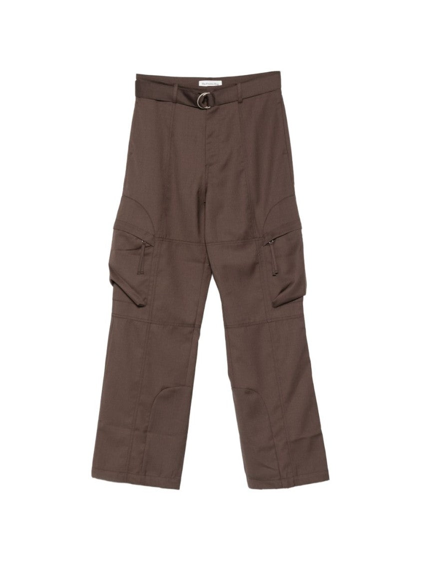 The Frankie Shop High-Waisted Metal Buckle Cargo Wide-Leg Pants