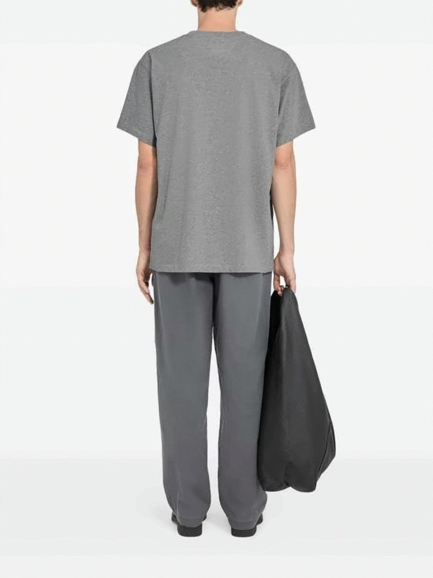 Mm6 By Maison Margiela Boxy Fit Grey T-Shirt With Rectangular Chest Patch