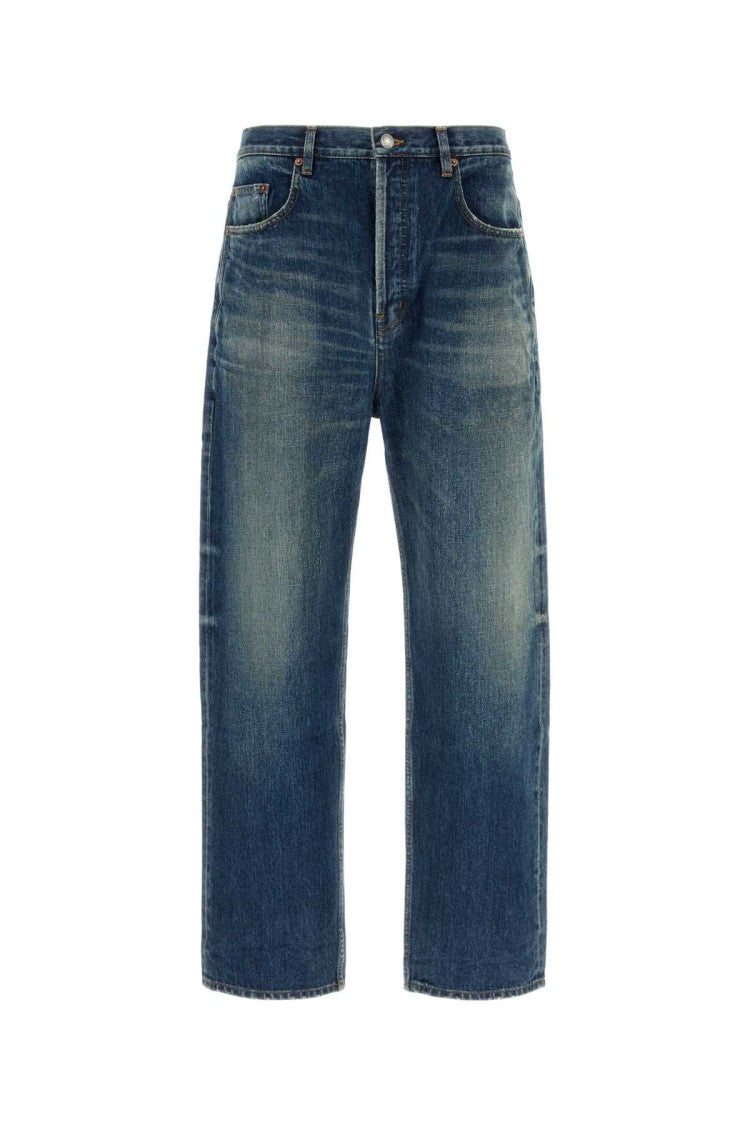Saint Laurent Classic Straight-Leg Denim Jeans With Vintage Wash