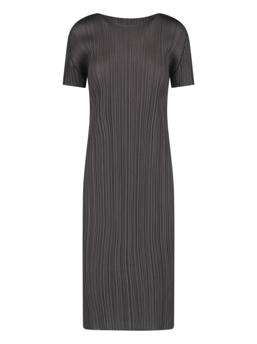 Pleats Please Issey Miyake Grey Pleats Please Mini Pleated Dress