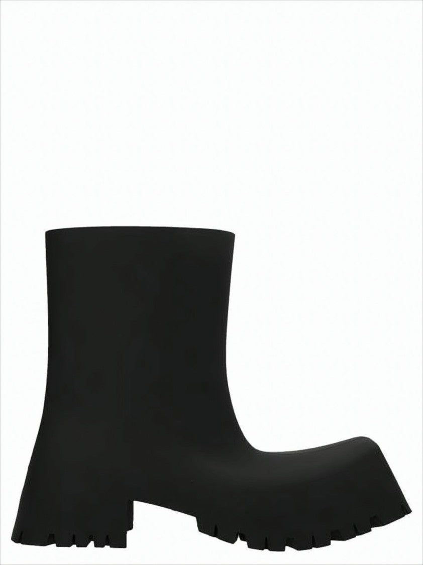 Balenciaga Matte Black Mid-Calf Boots With Chunky Sole And Square Toe