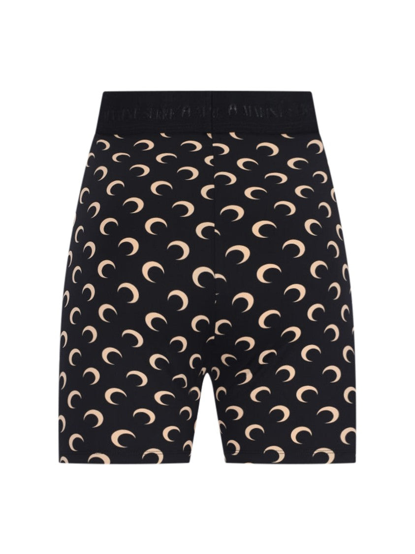 Marine Serre Black High-Waisted Moon Logo Stretch Shorts