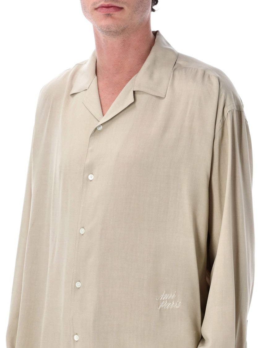 Ami Paris Relaxed Fit Viscose Shirt With Classic Collar