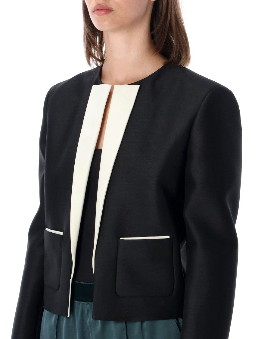 Tom Ford Wool-Silk Short Collarless Blazer