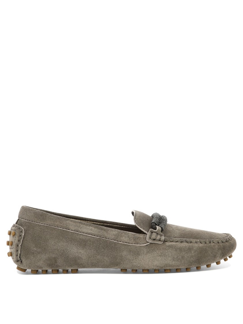 Brunello Cucinelli Suede Loafers With Decorative Front Element