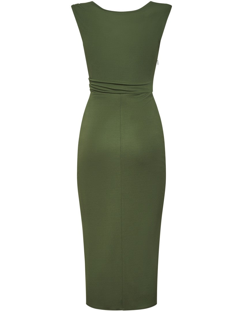 Max Mara Fitted Jersey Midi Dress With V-Neckline