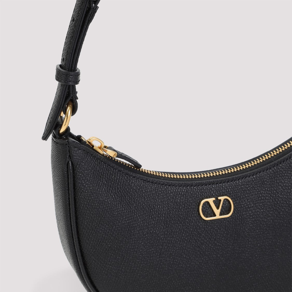 Valentino Garavani Compact Crescent-Shaped Grained Calf Leather Handbag