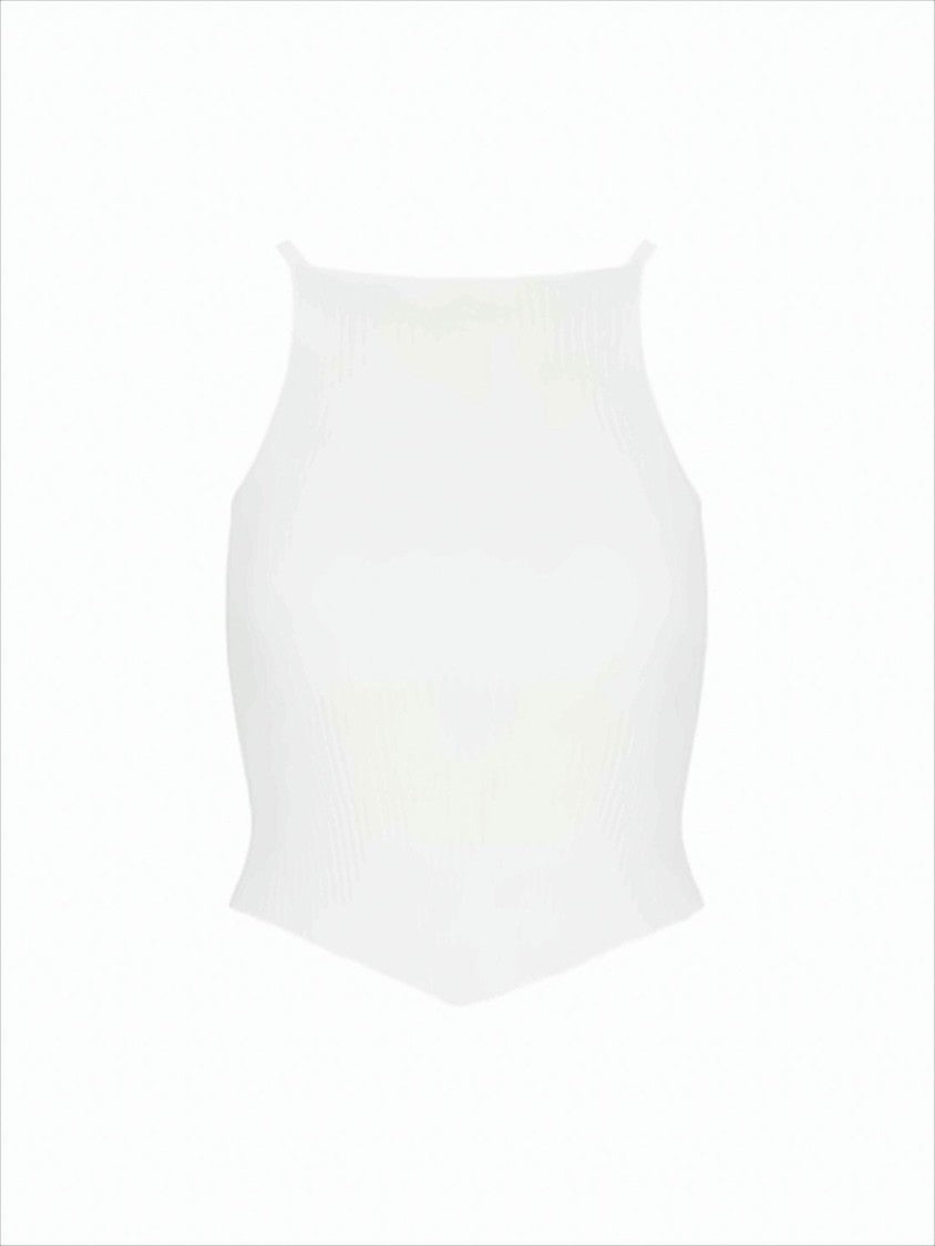 Courrèges Asymmetrical Hem Ribbed Tank Top