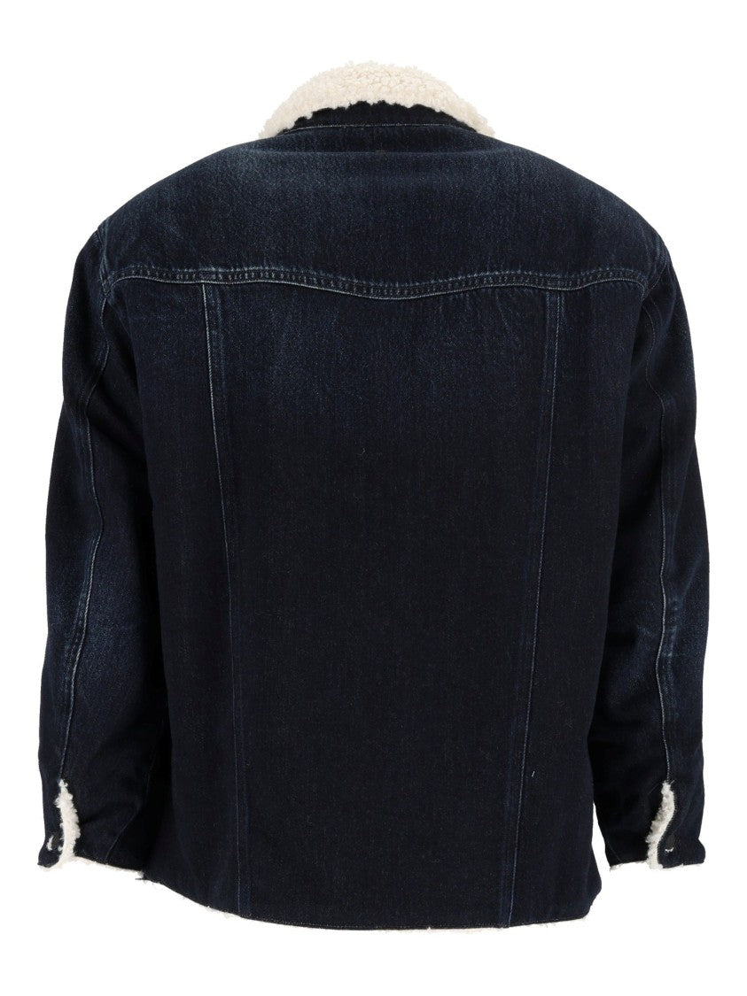 Dondup Sherpa-Lined Boxy Dark Denim Jacket