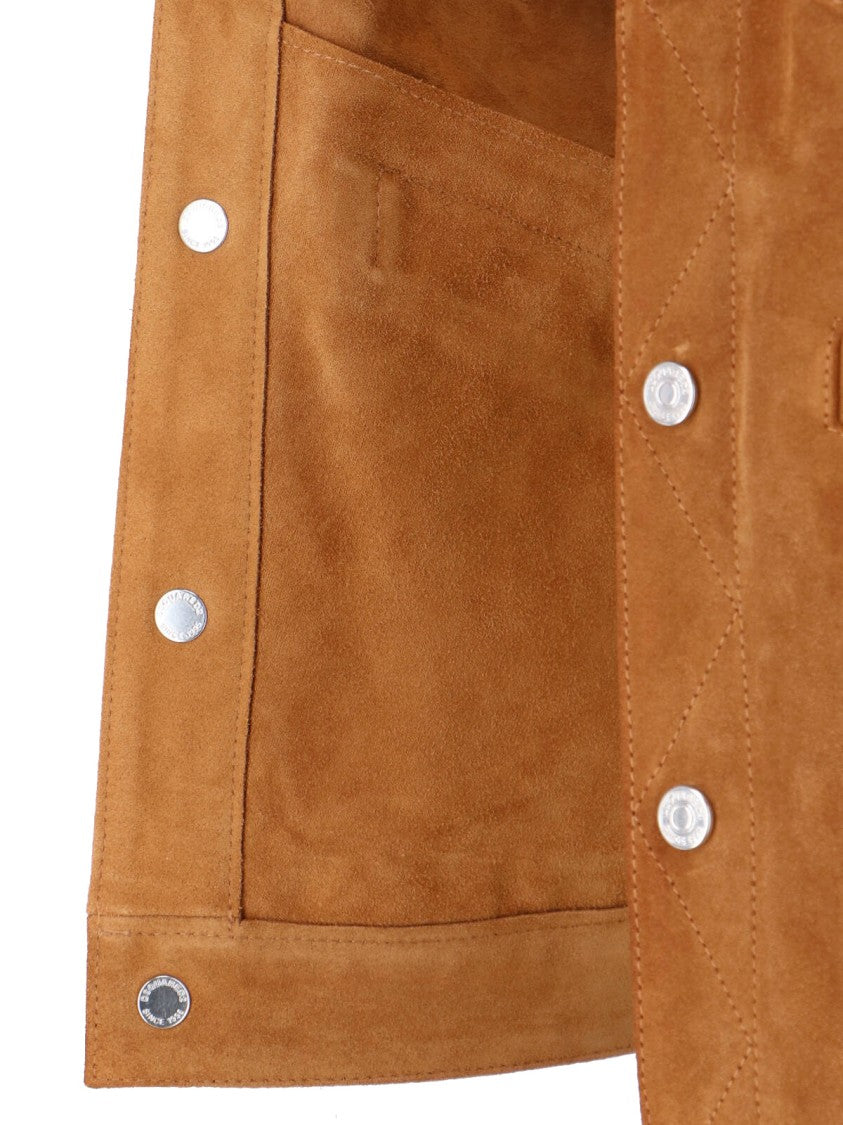 Dsquared2 Structured Brown Jacket With Front Zipper