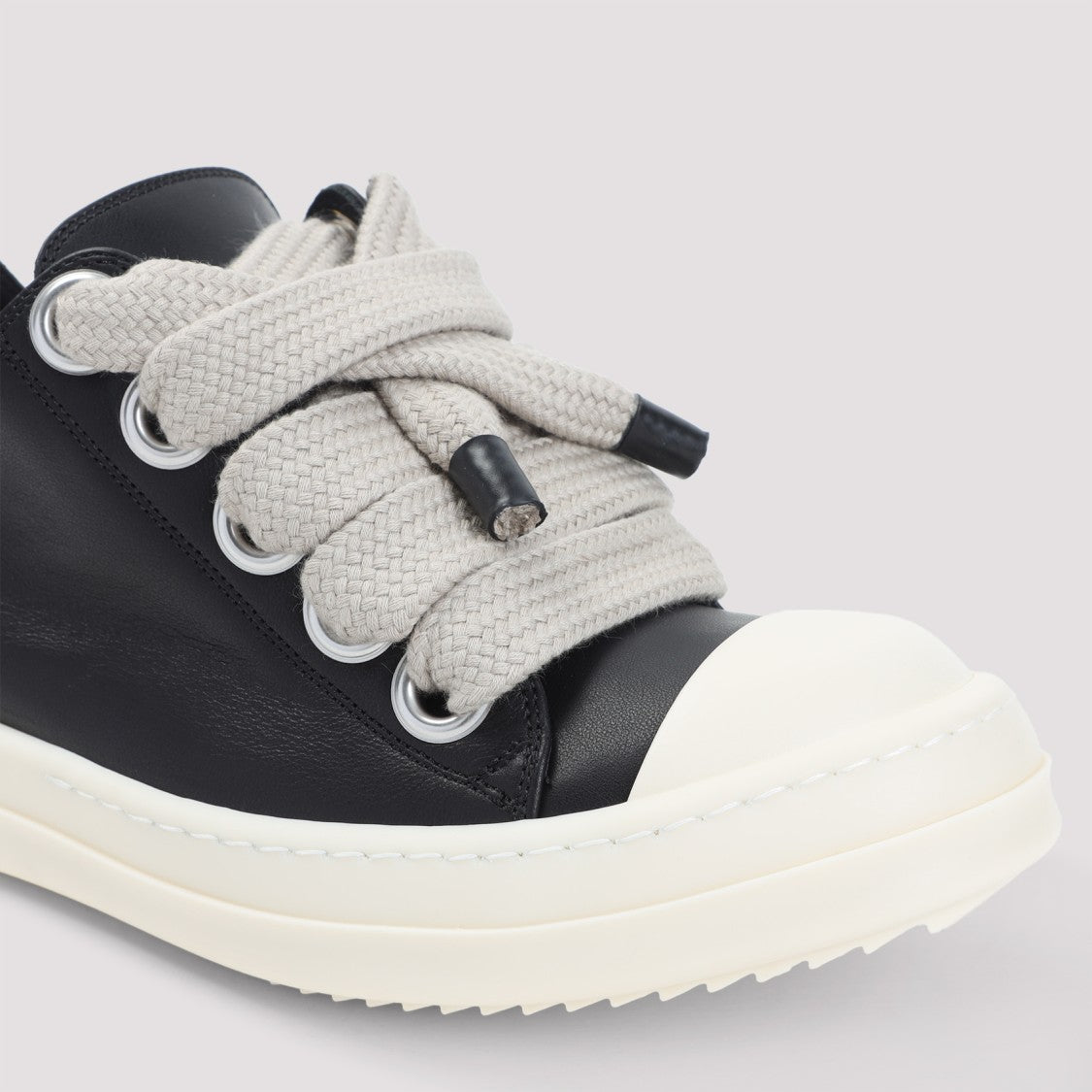 Rick Owens Jumbolace Low Black Leather Sneakers