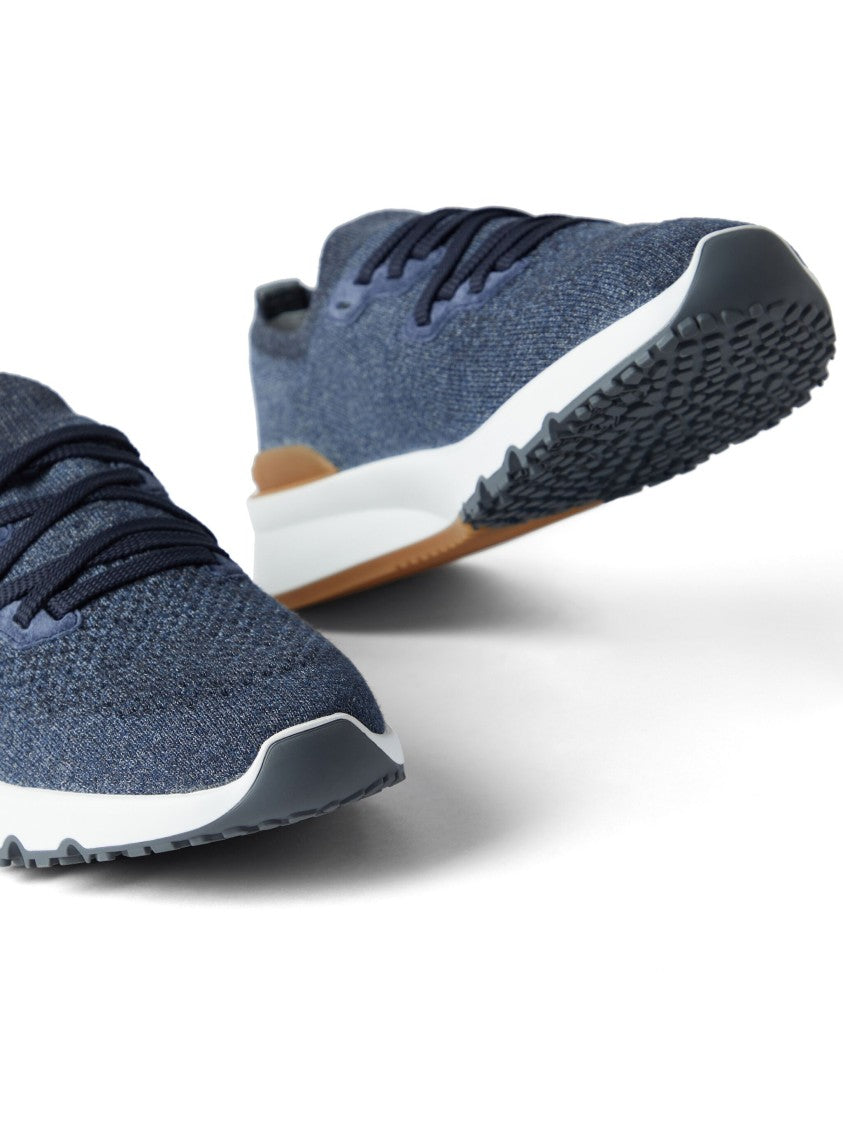 Brunello Cucinelli Navy Breathable Knit Runner Sneakers