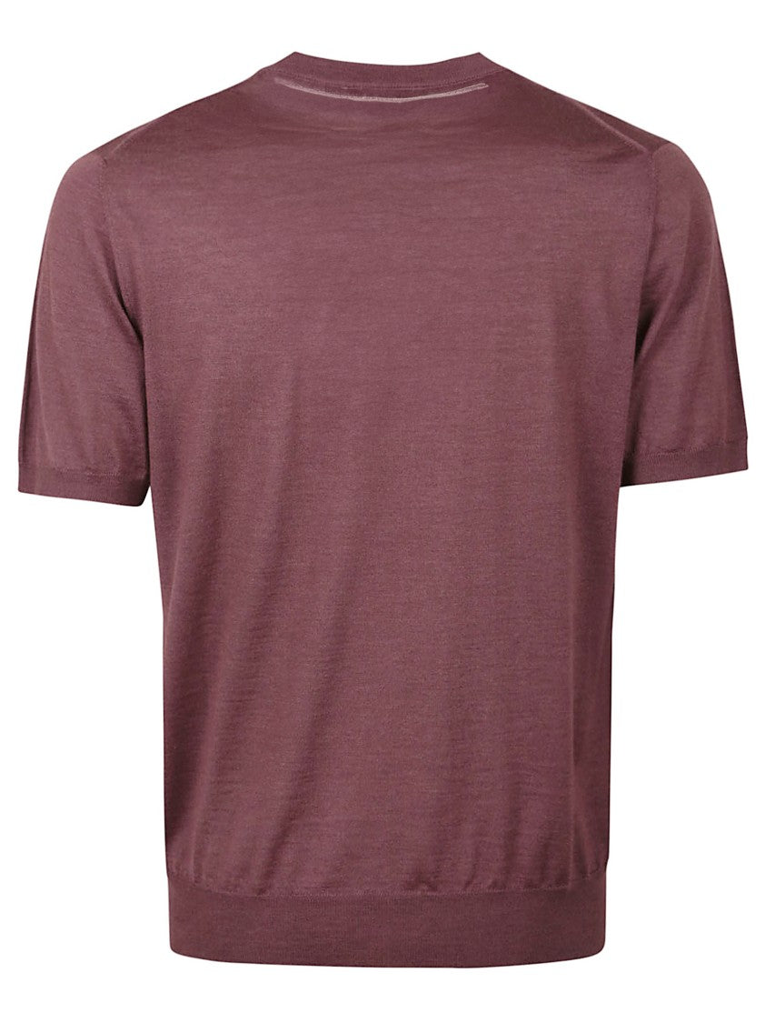 Zanone Short-Sleeved Wool Sweater With Classic Crew Neckline