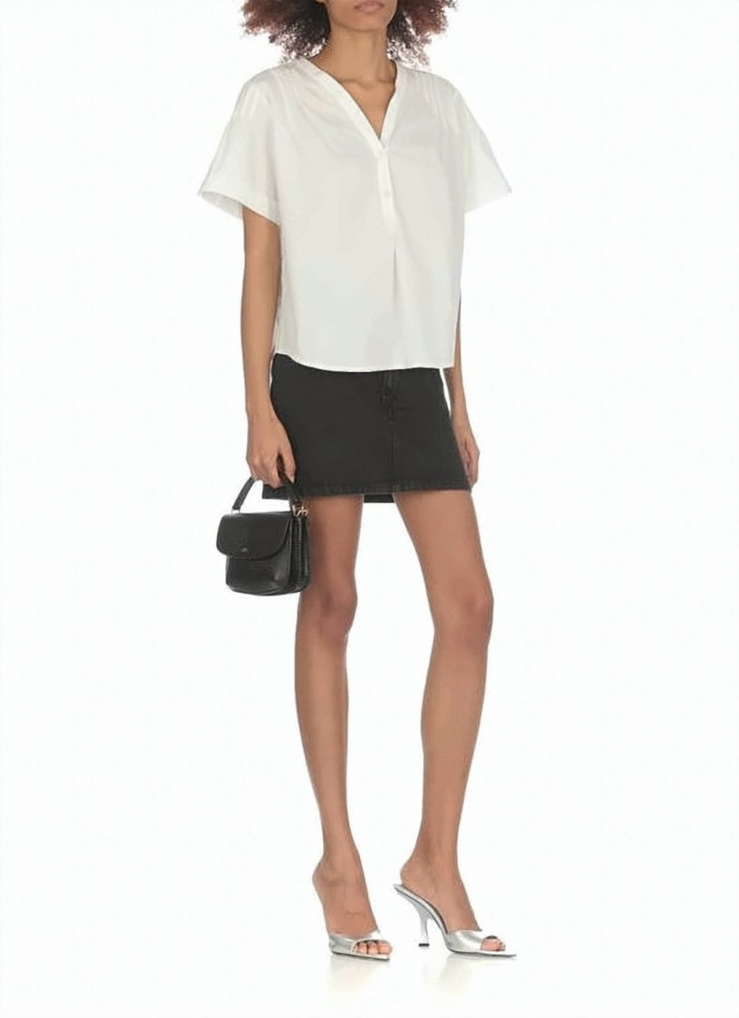 A.P.C. Short-Sleeved Blouse With V-Neckline And Subtle Puff Sleeve