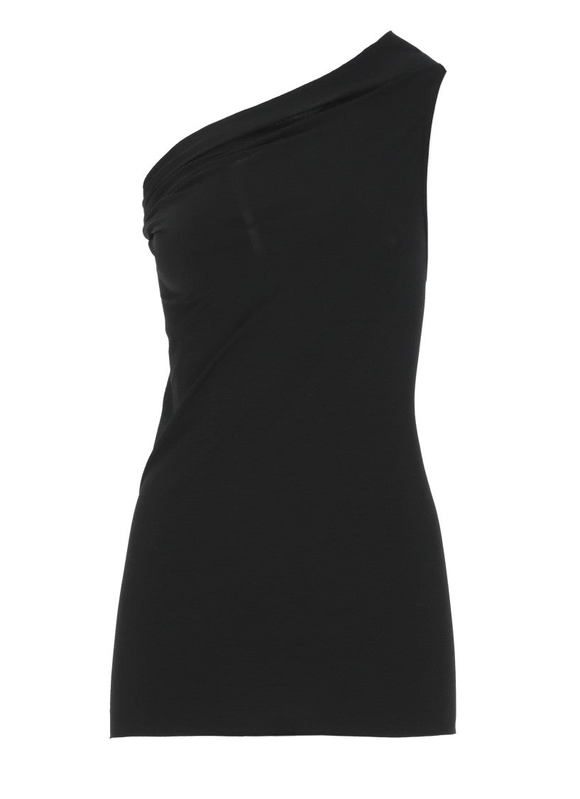 Rick Owens Black Asymmetrical One-Shoulder Tank Top