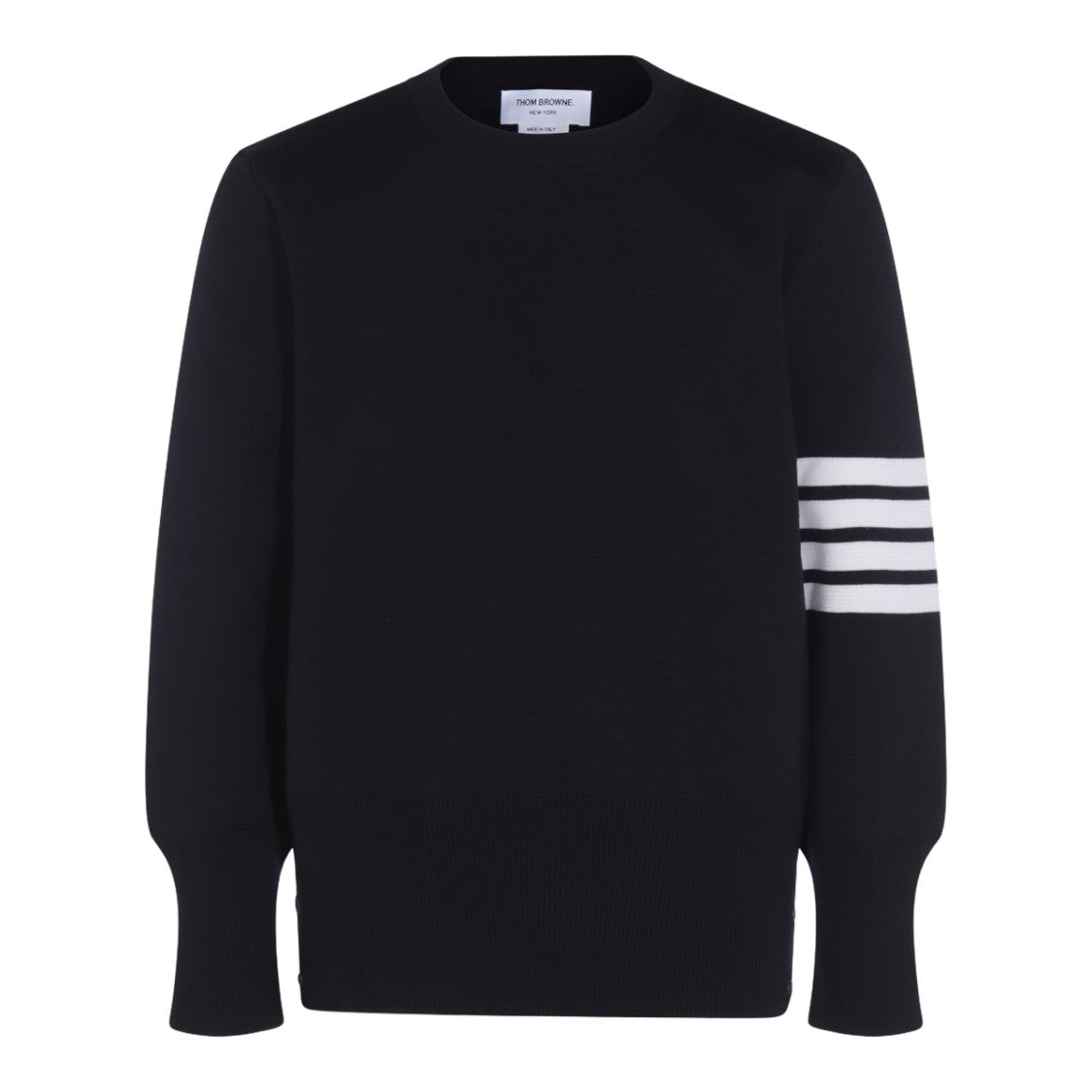 Thom Browne Crew Neck Sweater With Distinctive Striped Sleeve