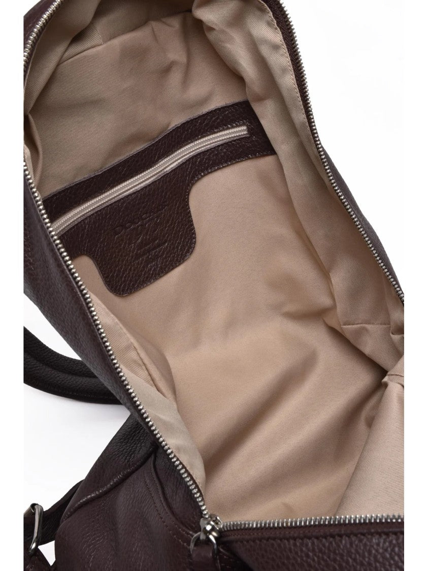 Doucal's Brown Men Leather Backpack