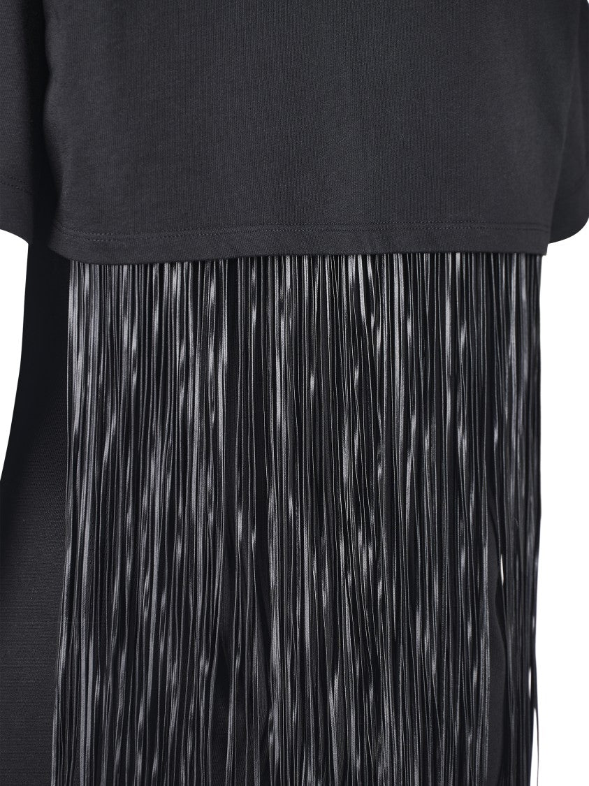 Max Mara Relaxed Fit Black T-Shirt With Cascading Fringe Detail