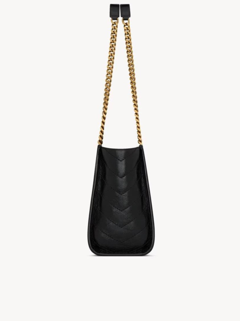 Saint Laurent Niki S Chevron Quilted Metallic-Logo Handbag