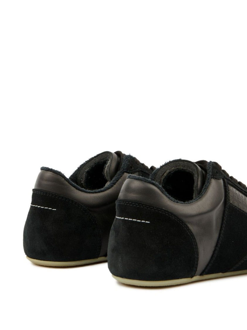 Mm6 By Maison Margiela Black Suede Sneaker With Unique Numerical Graphics
