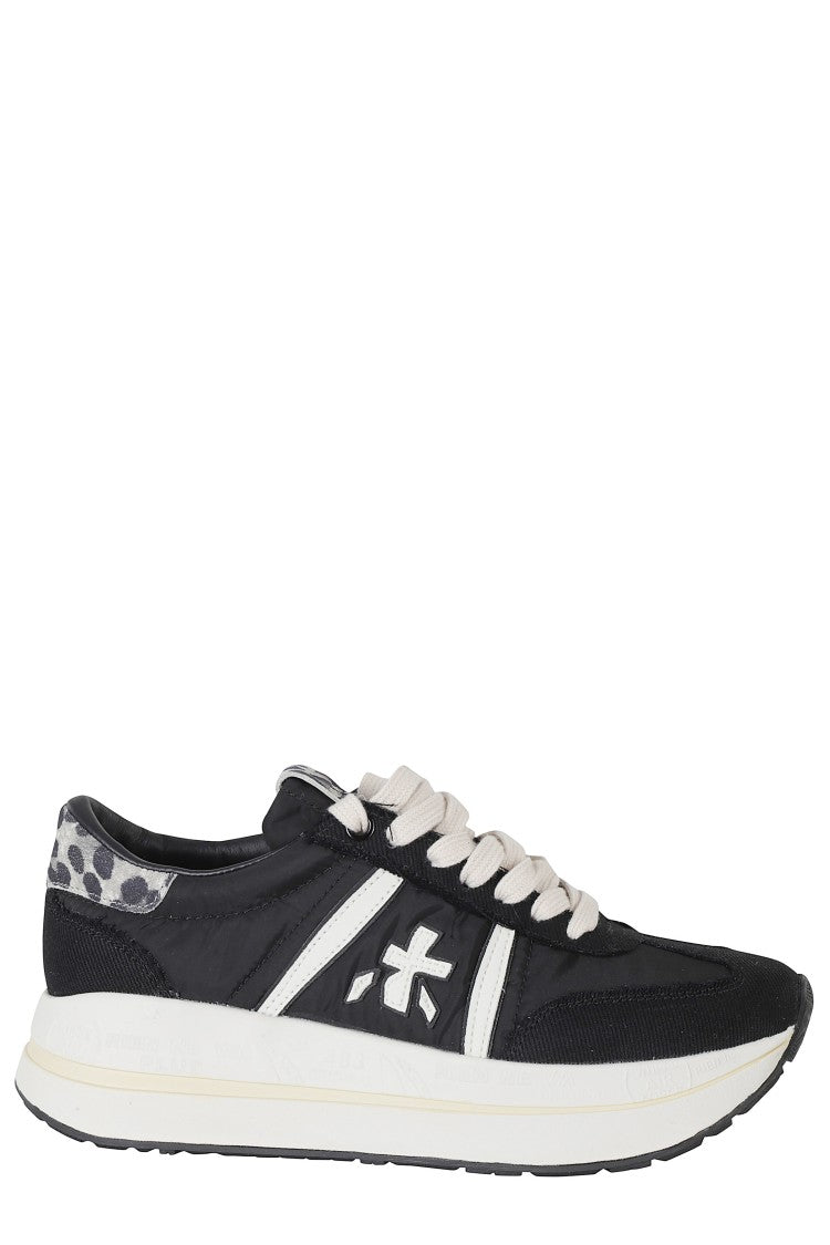 Premiata Black Bethcoin 8150 White-Logo Leather Sneakers