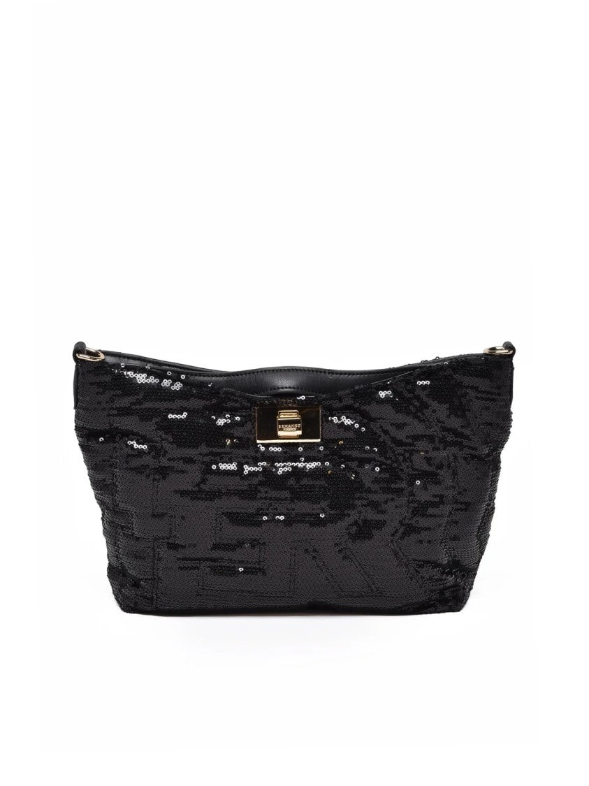 Ermanno Firenze Black Polyester Sequin Shoulder Bag