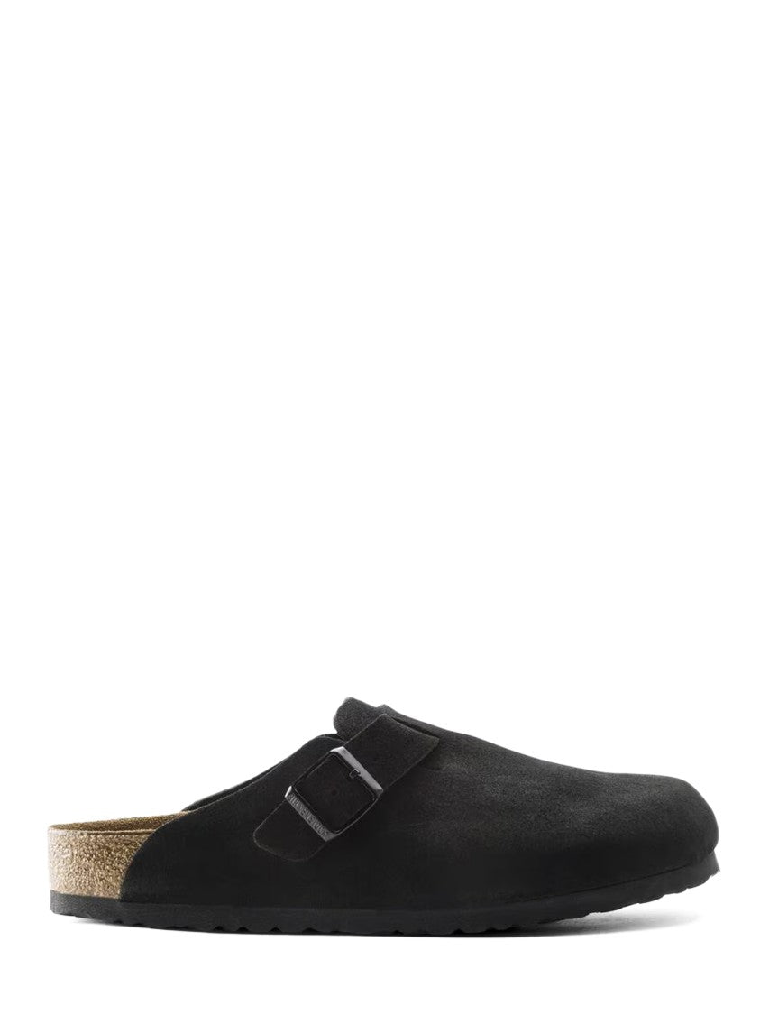 Birkenstock Closed-Toe Black Flat Shoes With Adjustable Buckle And Contoured Footbed