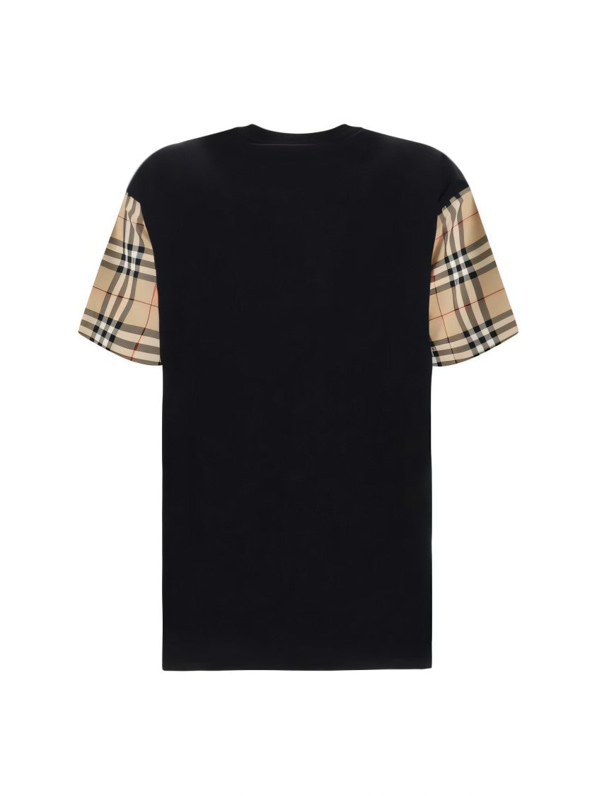 Burberry Short-Sleeved T-Shirt With Plaid Patterned Sleeves