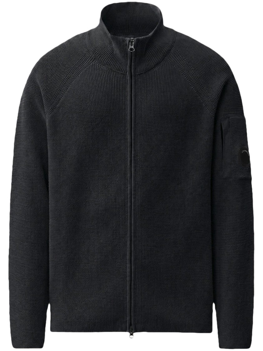 C.P. Company Waffle Knit Cotton Zip Lens Cardigan