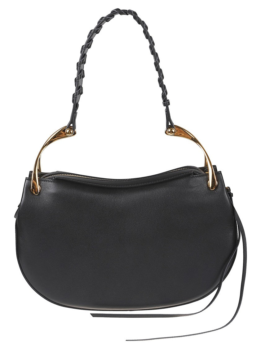 Alexander Mcqueen Black Calf Leather Wishbone Shoulder Bag