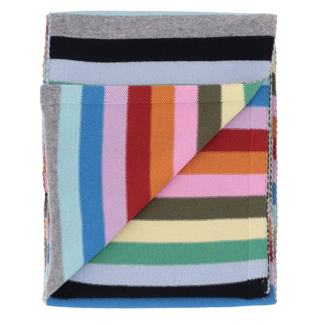 Allude Rectangular Cashmere Scarf With Multi-Color Striped Pattern