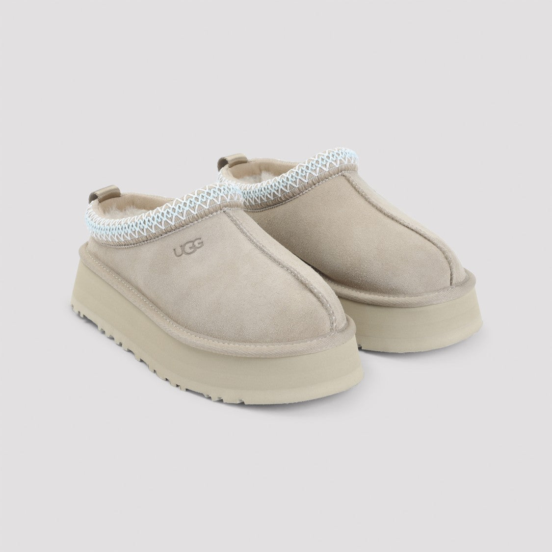 Ugg Suede Slippers With Textured Knit Trim
