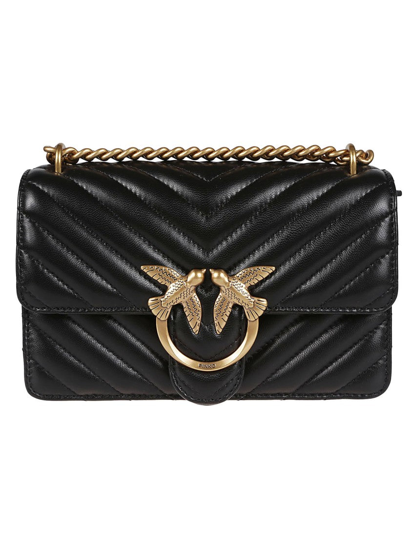 Pinko Love One Mini Chevron Quilted Nappa Leather Shoulder Bag