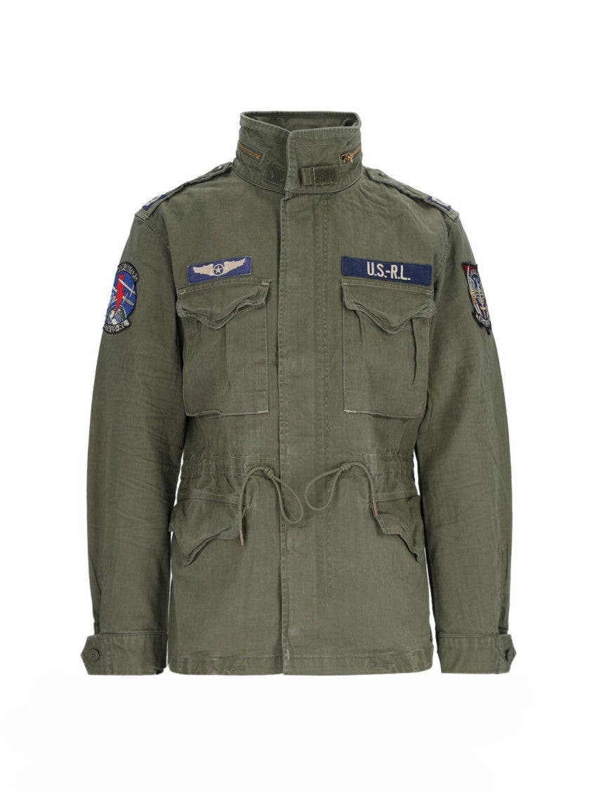 Polo Ralph Lauren Green Cotton Military Jacket With Patch