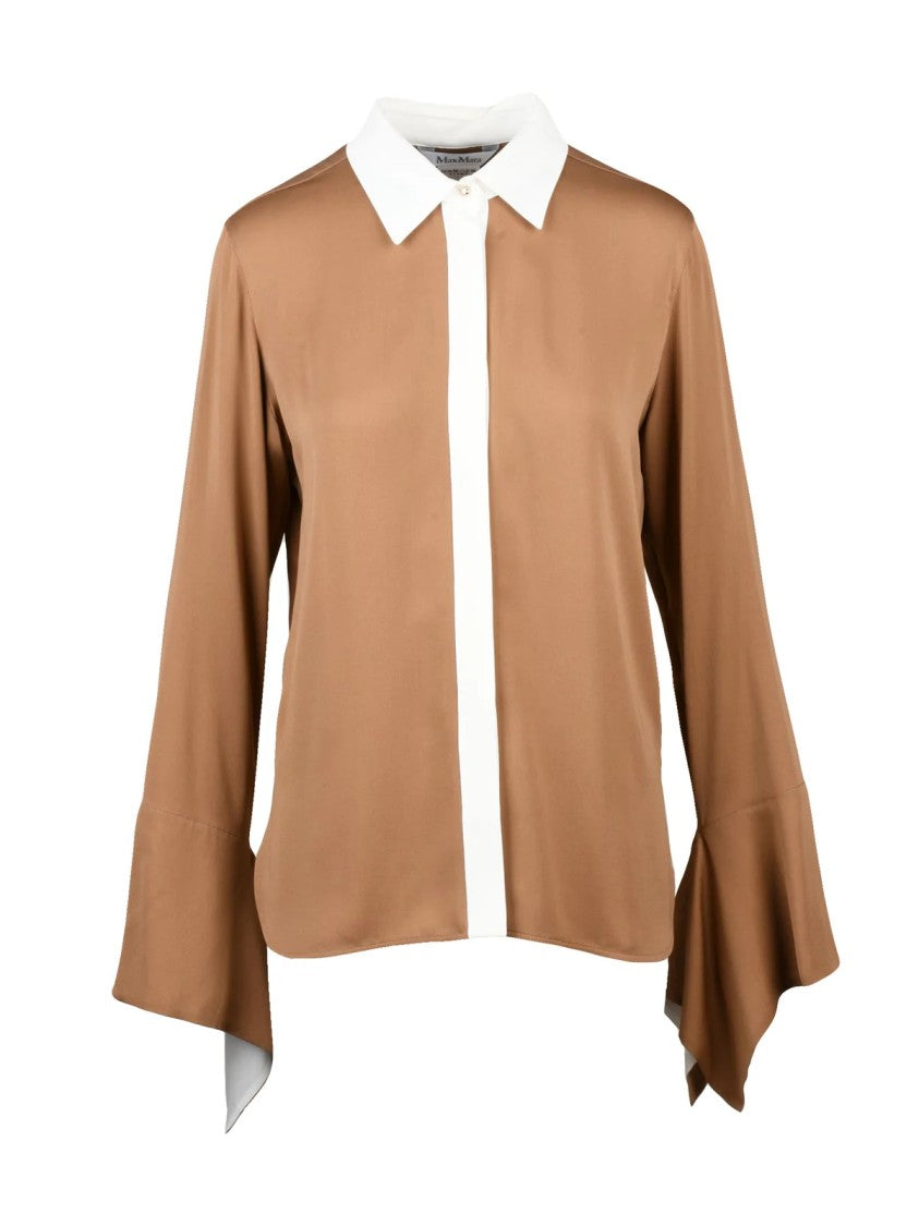 Max Mara Silk Shirt With Contrasting Collar And Flared Cuffs