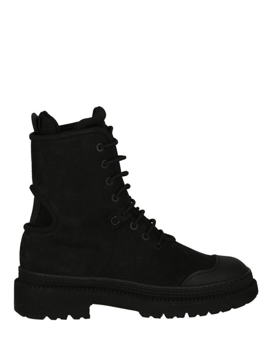 Ferragamo Mixed Media Combat Boots