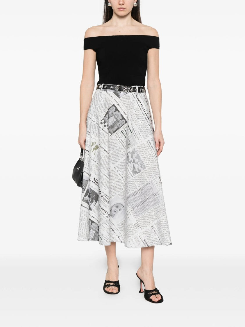 Moschino Midi Skirt With High Waist And Newspaper Print