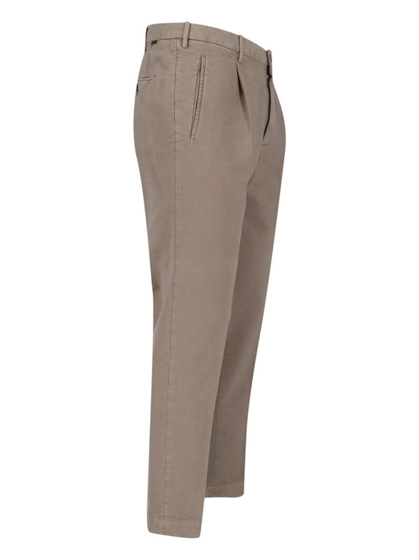 Incotex Taupe Cotton Straight-Leg Pants
