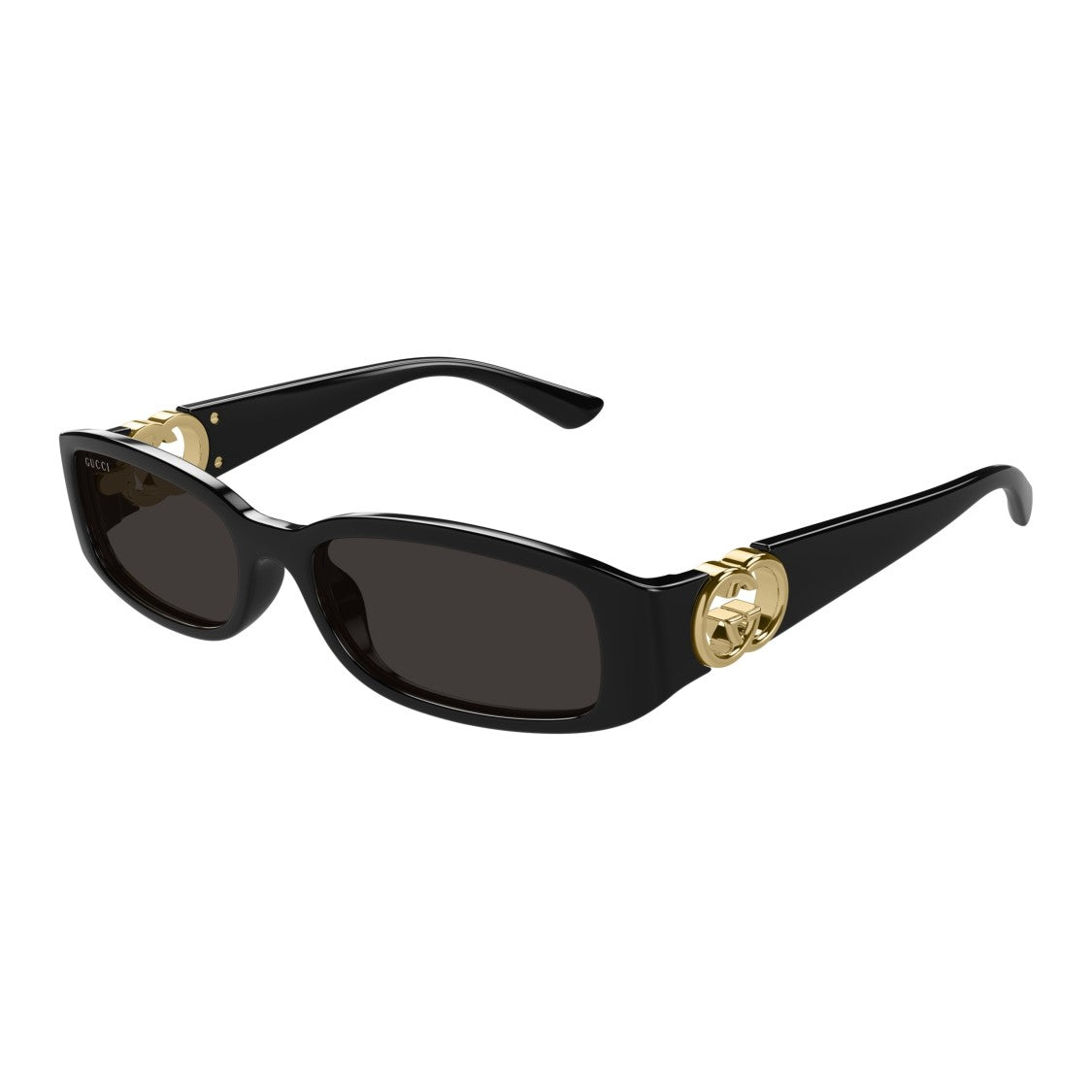 Gucci Gg1661s Rectangular Sunglasses With Glossy Black Frame