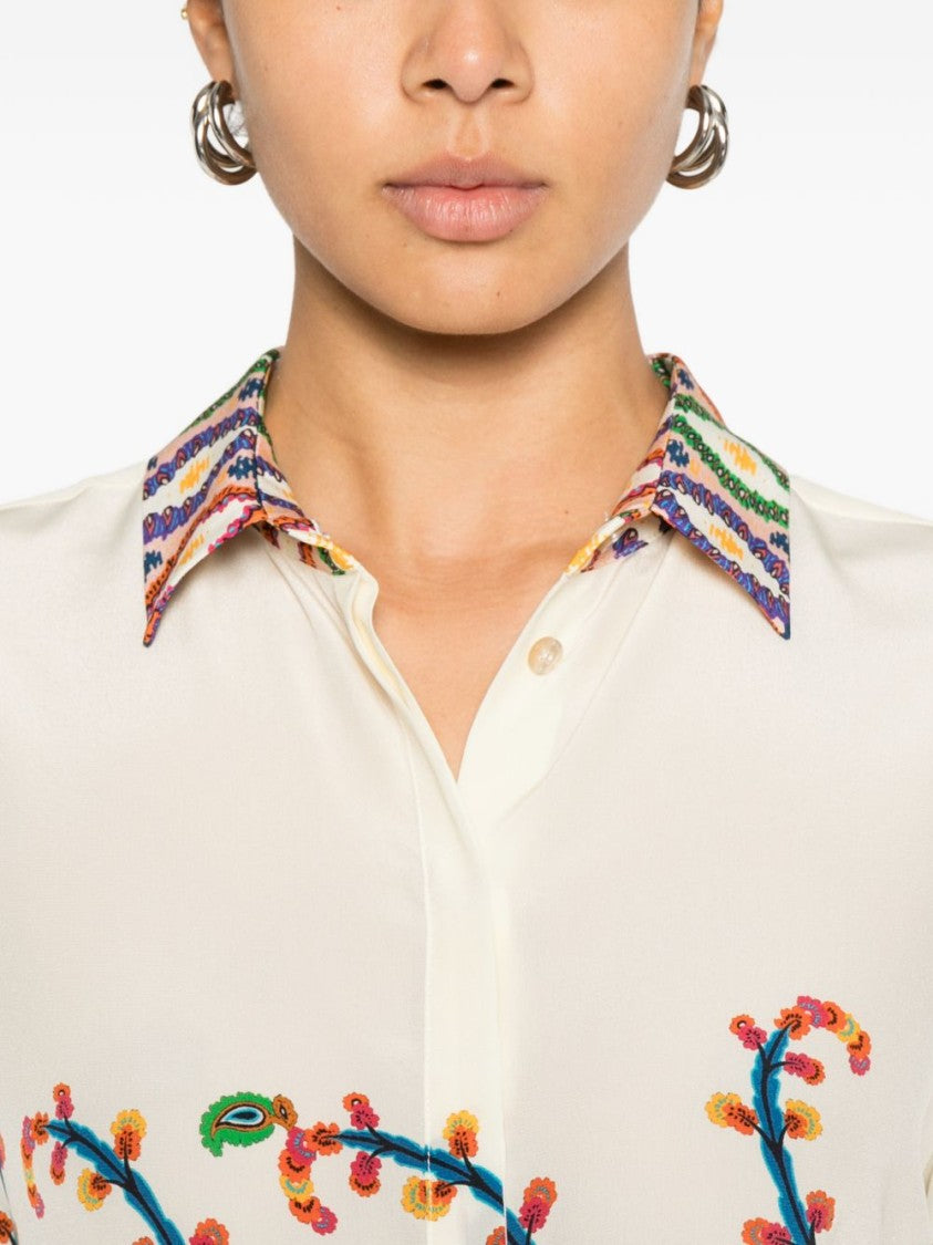 Etro Long-Sleeved Multicolour Silk Shirt With Paisley