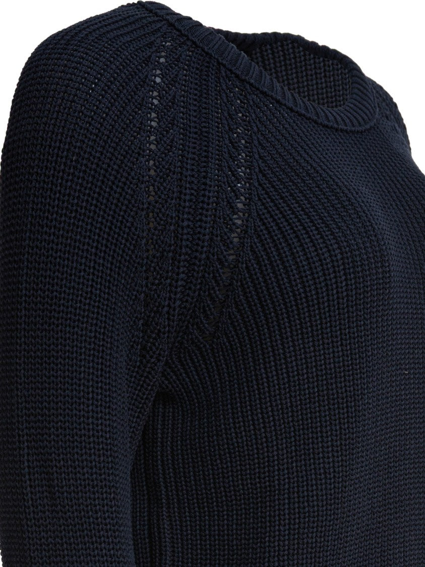 Rakki' Cropped Knit Sweater With Openwork Detailing