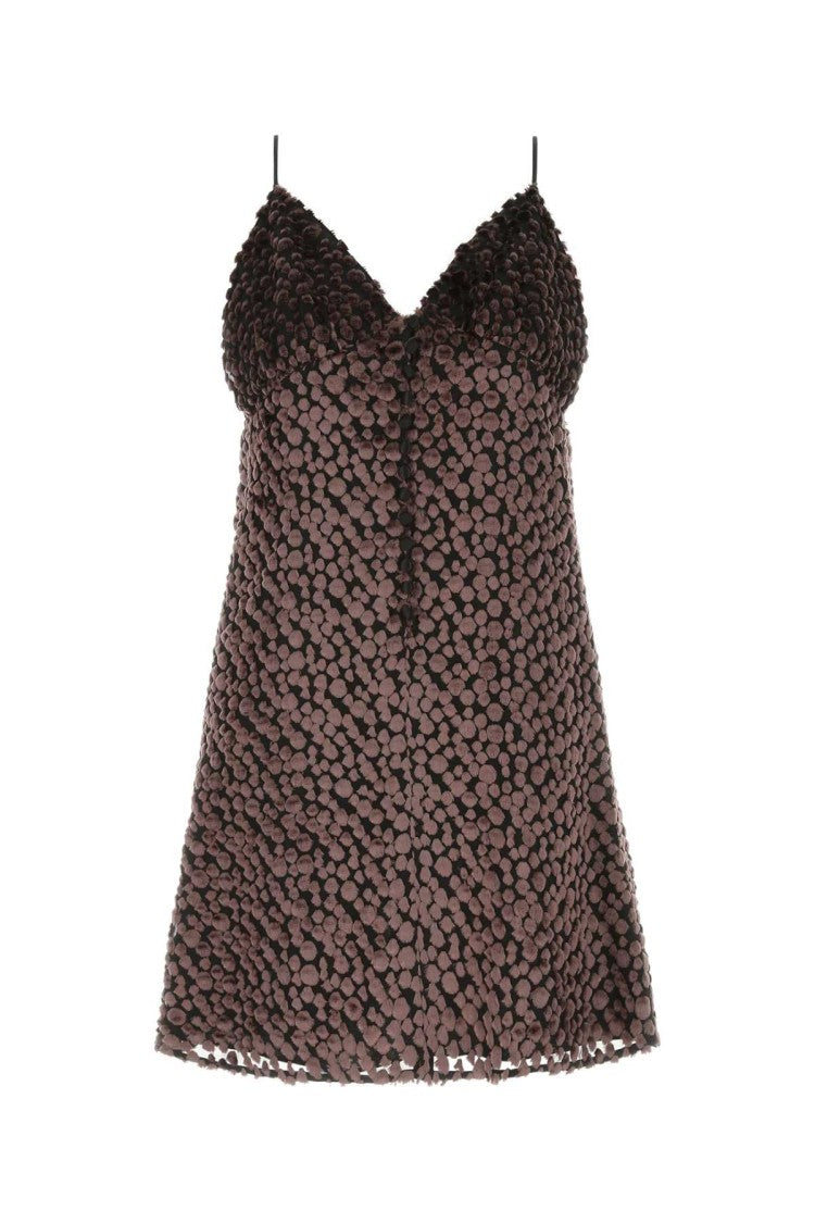Saint Laurent Two-Tone Velvet Mini Dress