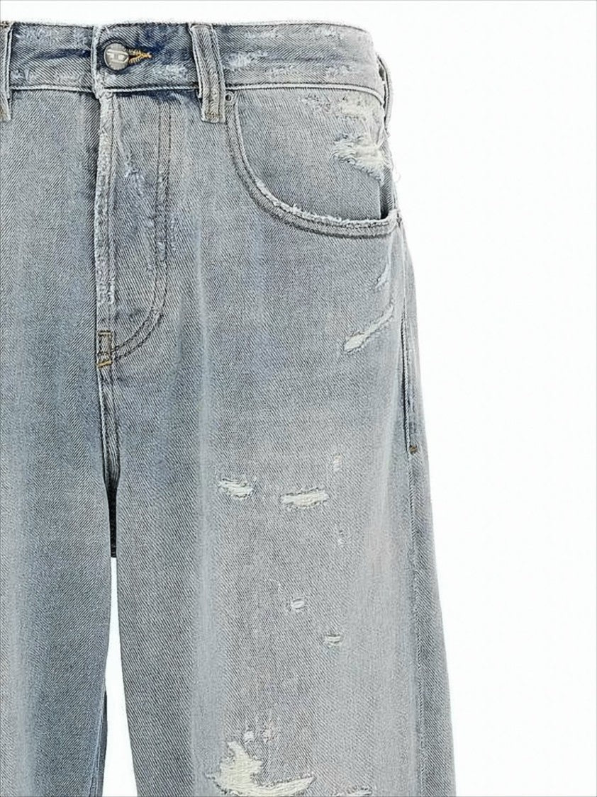 Diesel Light-Wash Denim Pants With Distressed Details