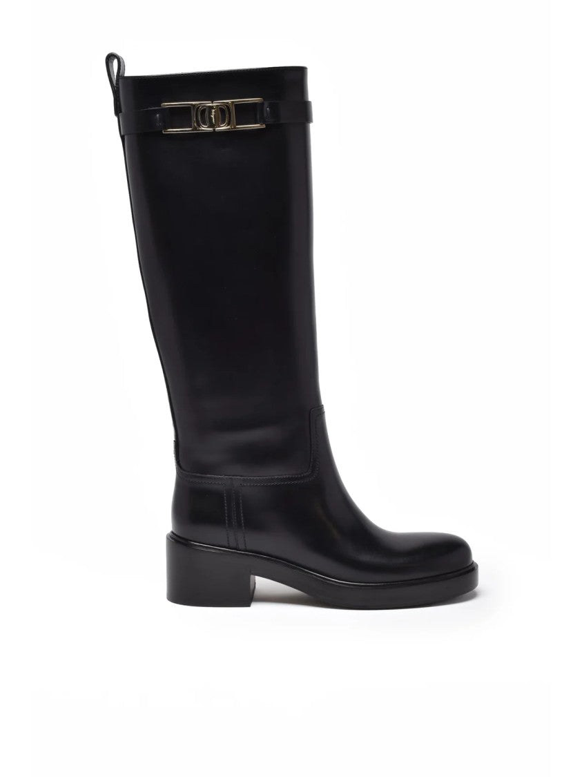 Salvatore Ferragamo Black Leather Rosalie Boots