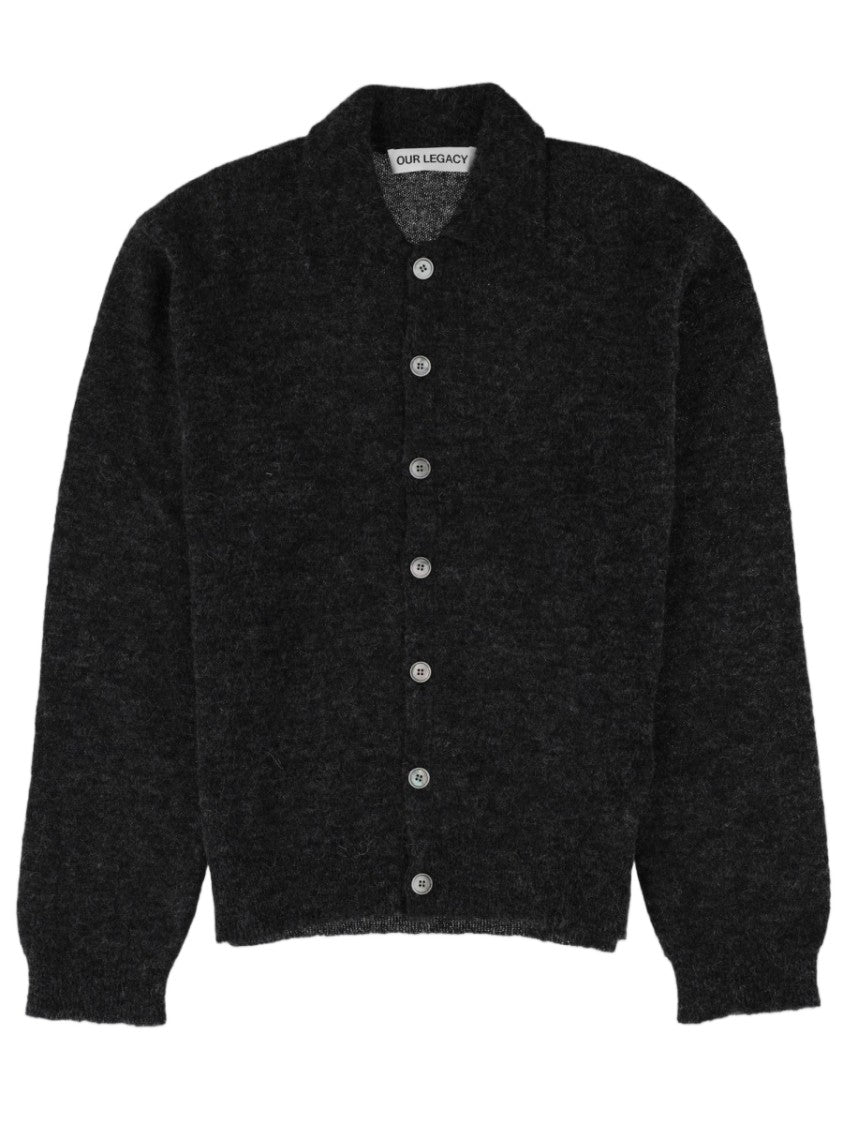 Our Legacy Textured Black Alpaca Blend Cardigan
