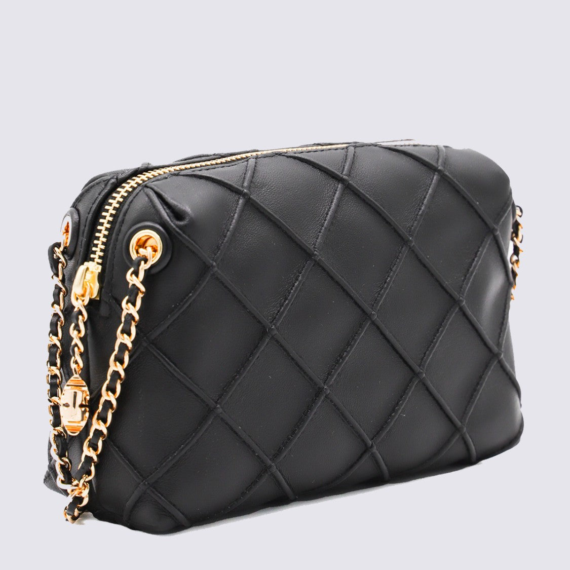 Tory Burch Black Leather Fleming Crossbody Bag