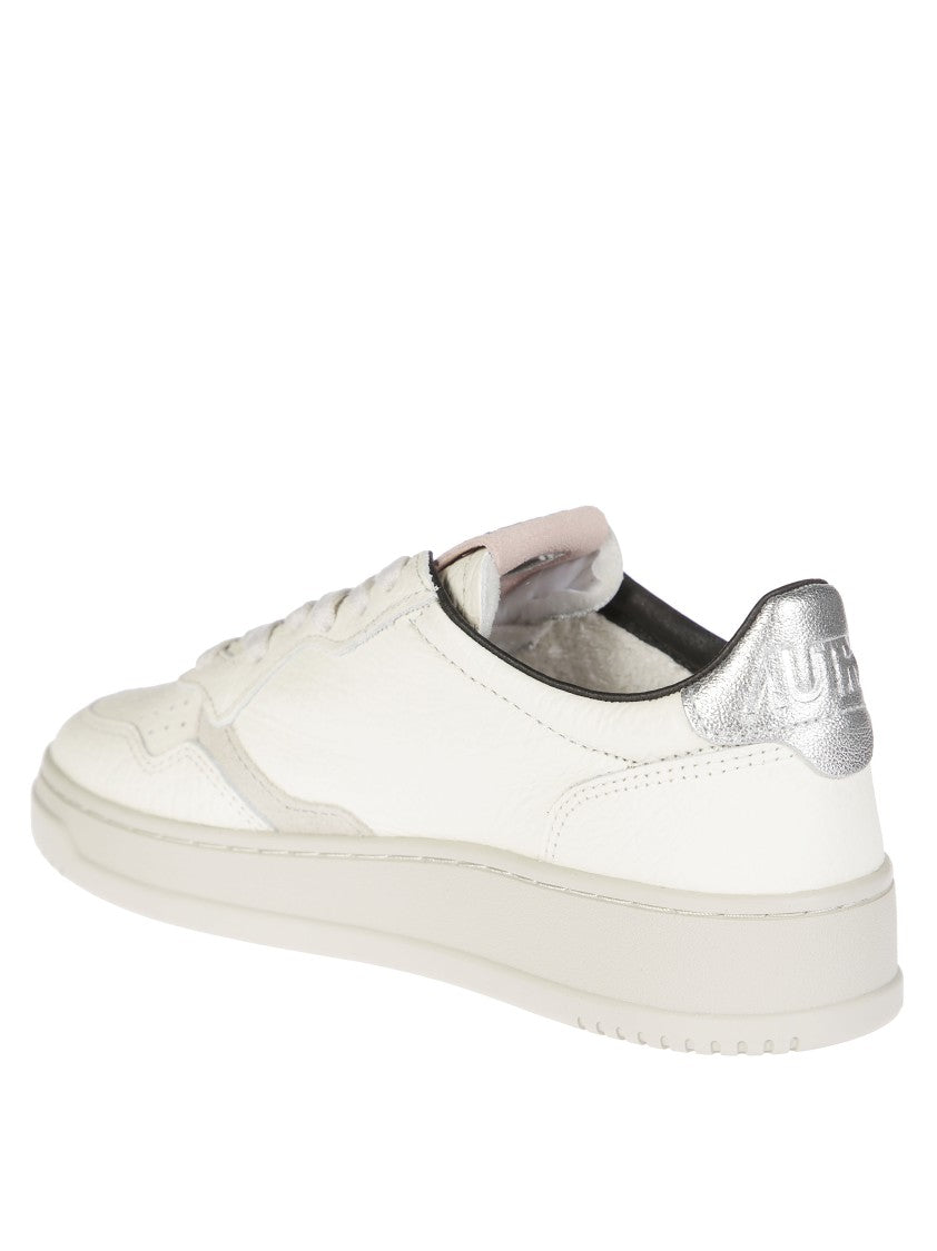 Autry Low-Top Leather Sneakers With Silver Heel
