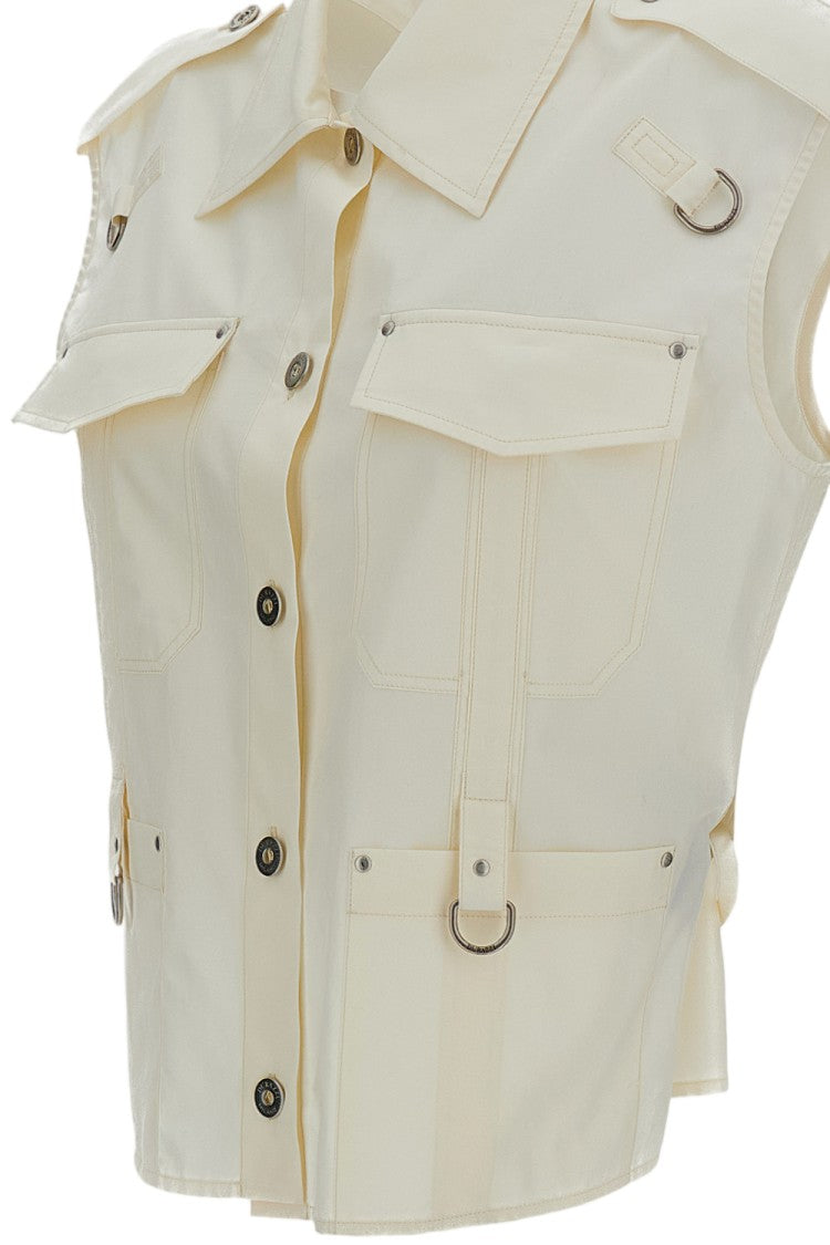 Durazzi Milano Cotton Sleeveless Top With Front Button Closure