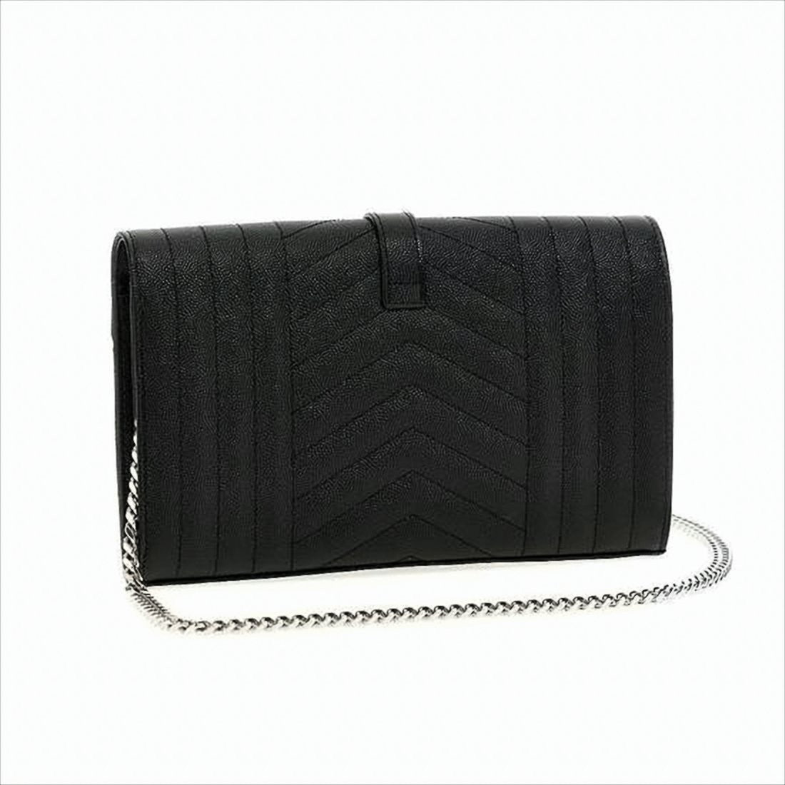 Saint Laurent Textured Cowhide Leather Shoulder Bag With Chevron Pattern